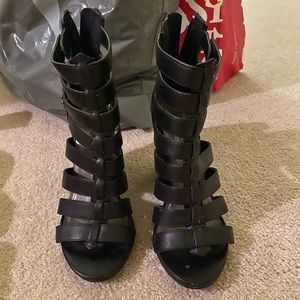 Leather gladiator heels
